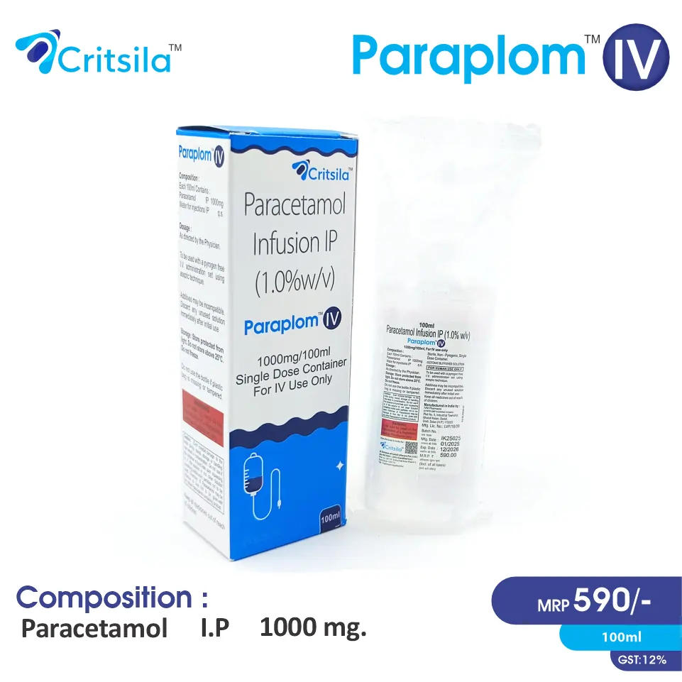 Paracetamol (1000mg) Infusion at the best price in PCD Pharma Franchise for Analgesic, Pain Relief and Fever Reduction.